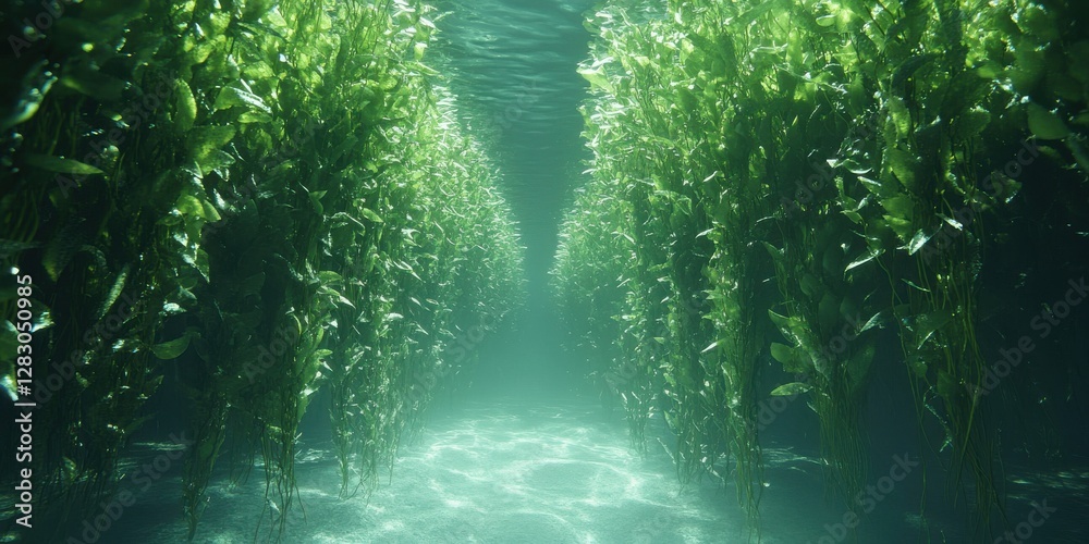 Fototapeta premium Sustainable carbon capture algal fix systems in marine environments and underwater research