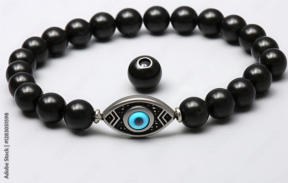 Obraz premium Elegant black pearl necklace with shiny black beads isolated on white background, showcasing luxury and beauty in fashion jewelry