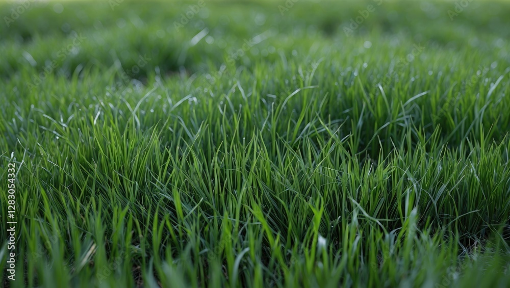 custom made wallpaper toronto digitalClose-up view of lush green grass blades with varying heights and textures in well-maintained natural environment.