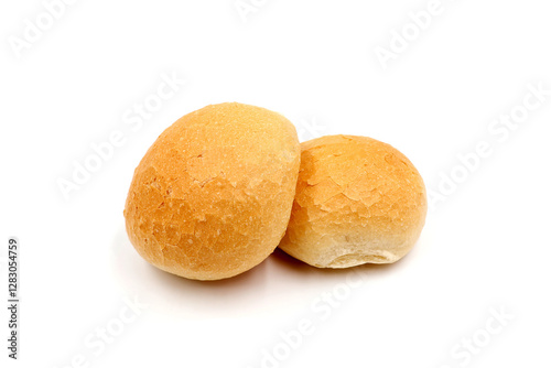 Pistolets isolated on white background. Fresh bread rolls from the bakery. 
