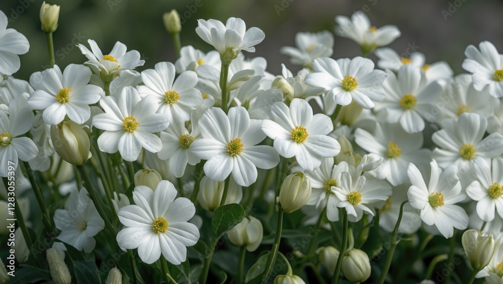 Bright white flowers in full bloom creating a serene and calming background perfect for nature-themed designs and compositions. Bright white flowers in full bloom creating a serene and calming background perfect for nature-themed designs and compositions.