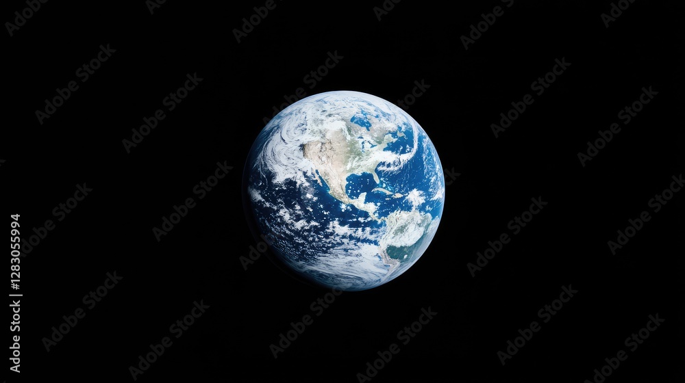Earth from Space, a Blue Marble, Isolated on Black Background, Educational Image, Stock Photo Earth from Space, a Blue Marble, Isolated on Black Background, Educational Image, Stock Photo