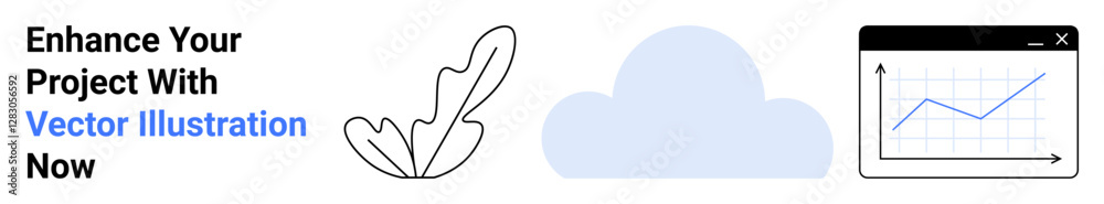 Graph in a browser window, cloud, and feather icon suggesting creativity, growth, and data analysis. Ideal for web design, productivity, branding, technology innovation marketing education flat Graph in a browser window, cloud, and feather icon suggesting creativity, growth, and data analysis. Ideal for web design, productivity, branding, technology innovation marketing education flat