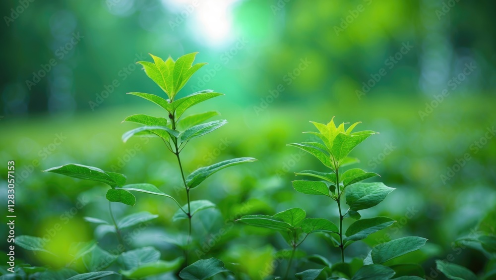 Lush green foliage with soft focus showcasing vibrant young leaves in a tranquil nature setting. Perfect for nature-themed projects. Lush green foliage with soft focus showcasing vibrant young leaves in a tranquil nature setting. Perfect for nature-themed projects.