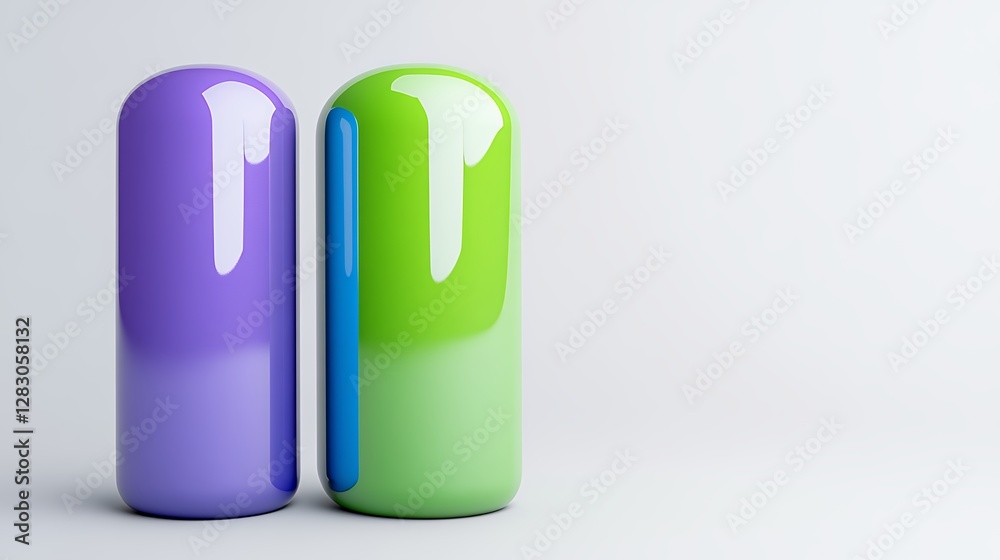 Abstract Geometric Cylinders In Vibrant Colors Against White Background Abstract Geometric Cylinders In Vibrant Colors Against White Background