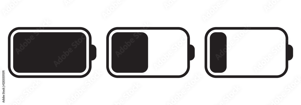 Battery icon. Battery level icon set. Battery icon. Battery level icon set.