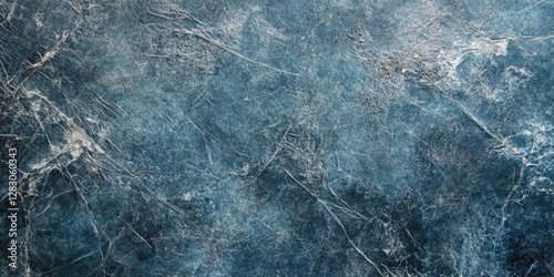 Textured linoleum wall surface featuring deep blue and gray tones with scratched patterns creating a vintage effect ideal for background use.