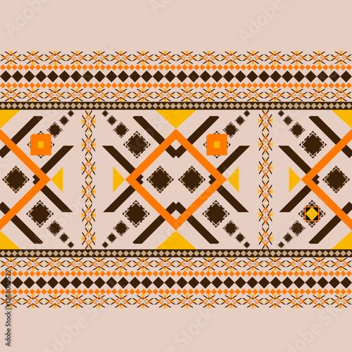 Ikat geometric folklore ornament ethnic vector texture . Figure tribal embroidery Aztec style seamless pattern. Gypsy, Indian, Folk pattern, Mexican 