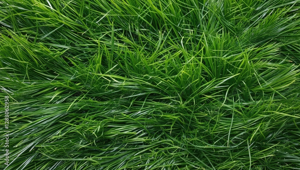 Close-up view of lush green grass blades providing a natural textured background for design and landscaping purposes Close-up view of lush green grass blades providing a natural textured background for design and landscaping purposes