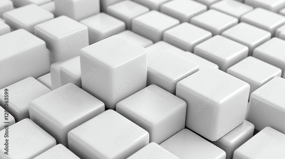 Abstract Geometric Pattern Of White Cubes Abstract Geometric Pattern Of White Cubes