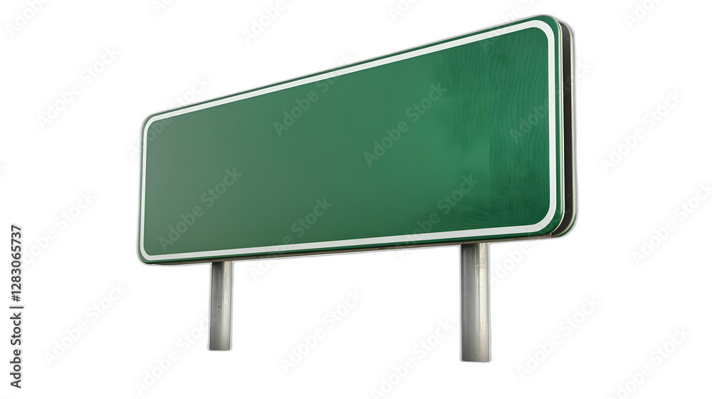 Interstate highway sign mockup, isolated, high-quality 3D rendering, empty text space, white background Interstate highway sign mockup, isolated, high-quality 3D rendering, empty text space, white background