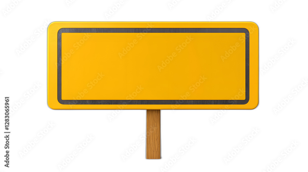 Empty road sign in a realistic 3D render, mounted on a metal pole, simple white background Empty road sign in a realistic 3D render, mounted on a metal pole, simple white background