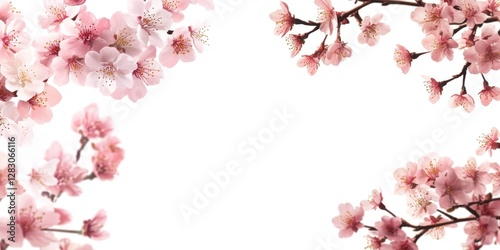 Wallpaper Mural Blossoming cherry branches in soft pink hues frame a clean white background with empty space for text on a postcard design perfect for spring. Torontodigital.ca