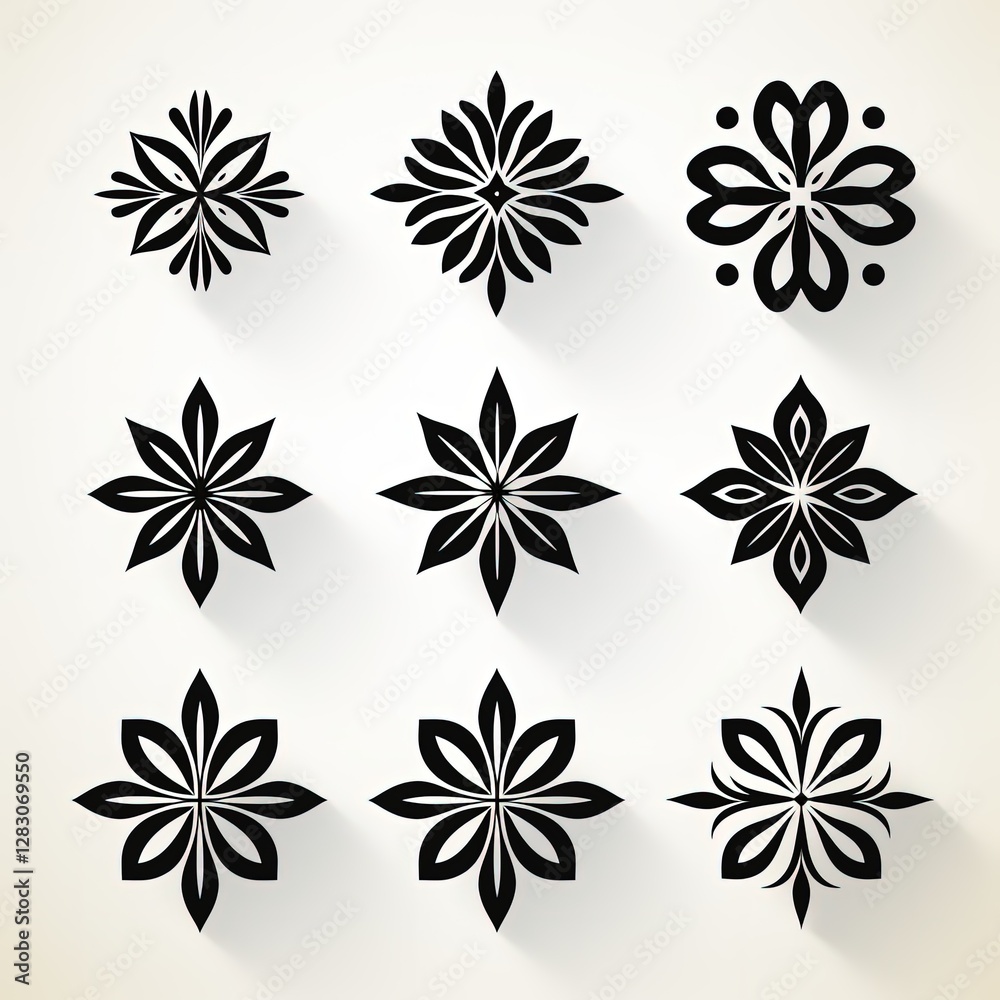 Stylish Symmetrical Ornaments on a Pure White Canvas Stylish Symmetrical Ornaments on a Pure White Canvas