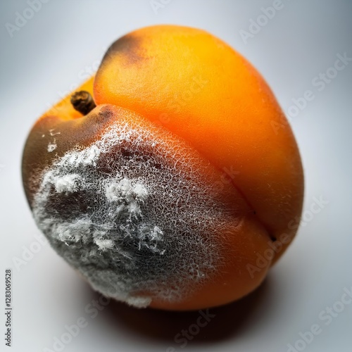 Moldy apricot showing signs of decay and spoilage on its surface, emphasizing food waste concerns in kitchens