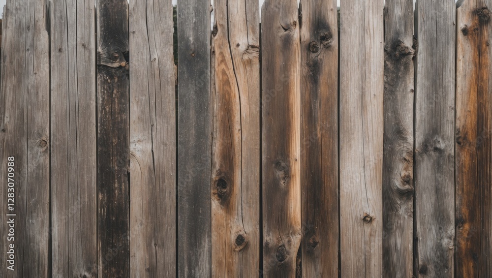 Textured close-up of weathered wooden fence panels showcasing natural imperfections and rustic charm ideal for backgrounds and design projects. Textured close-up of weathered wooden fence panels showcasing natural imperfections and rustic charm ideal for backgrounds and design projects.