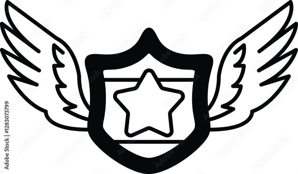 shield with a star and wings on it shield with a star and wings on it