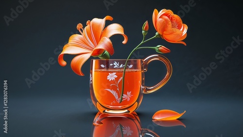 glass of beer and flowers
