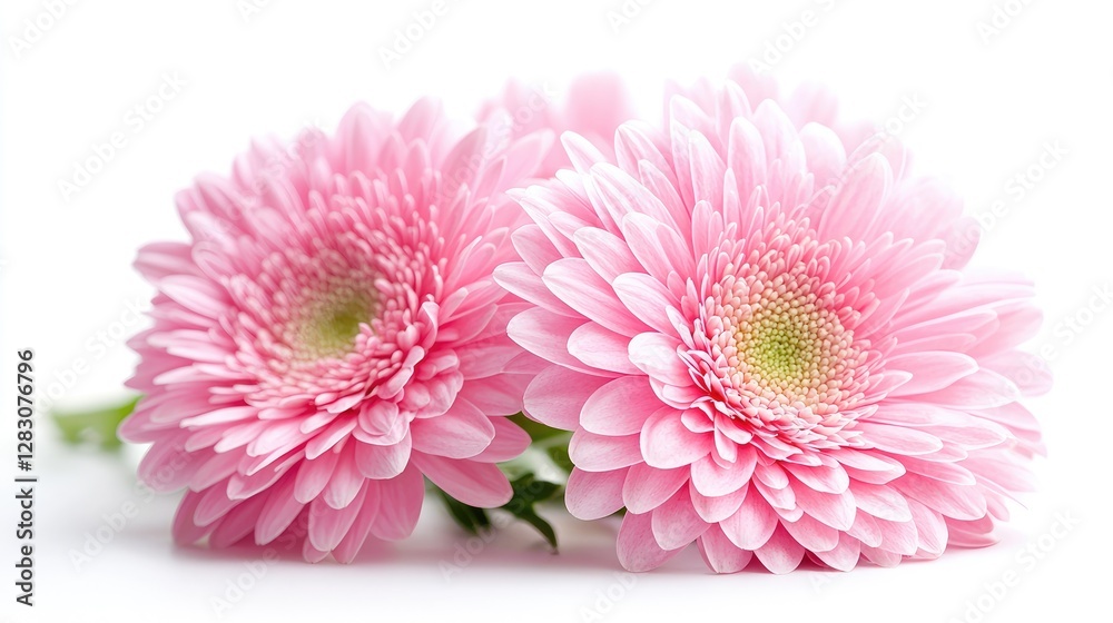 Pink gerbera daisies bouquet, white background, floral design, greeting card Pink gerbera daisies bouquet, white background, floral design, greeting card