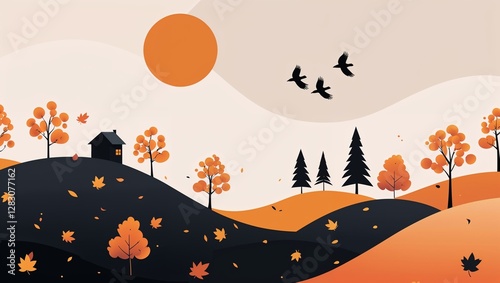 vector illustration of a halloween landscape