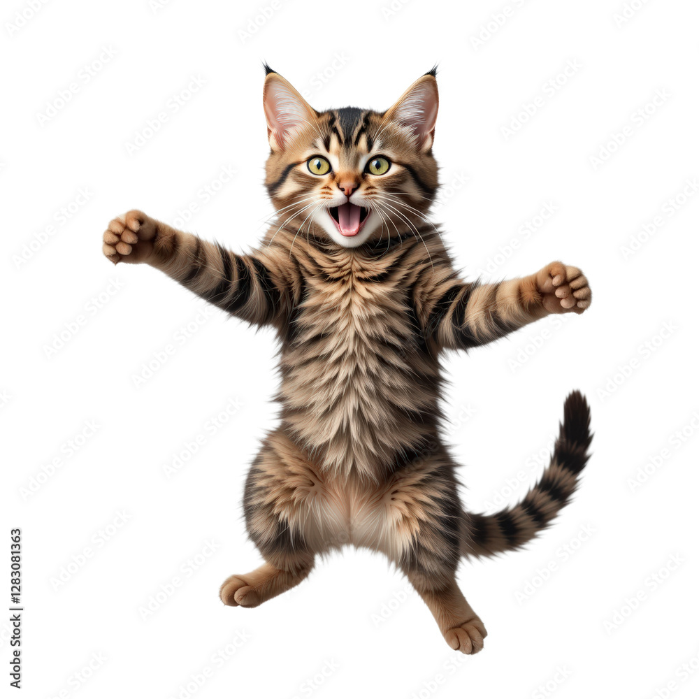 Obraz premium Jumping cat isolated on transparent background. 