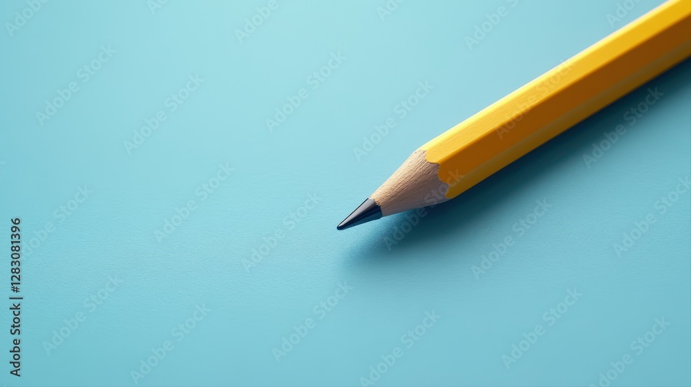 Simple yet stylish pencil placed on a smooth blue background emphasizing creativity and artistic expression Simple yet stylish pencil placed on a smooth blue background emphasizing creativity and artistic expression