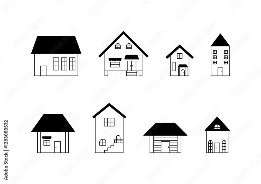 色々な形の建物イラスト 色々な形の建物イラスト