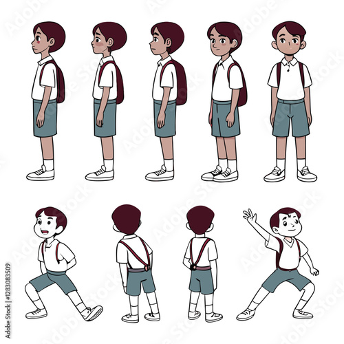 School boy character animation and vector design