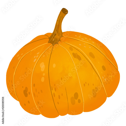 Raster illustration of a pumpkin on a white background. Modern fashion illustration for cafes, restaurants, menus, fabrics, websites