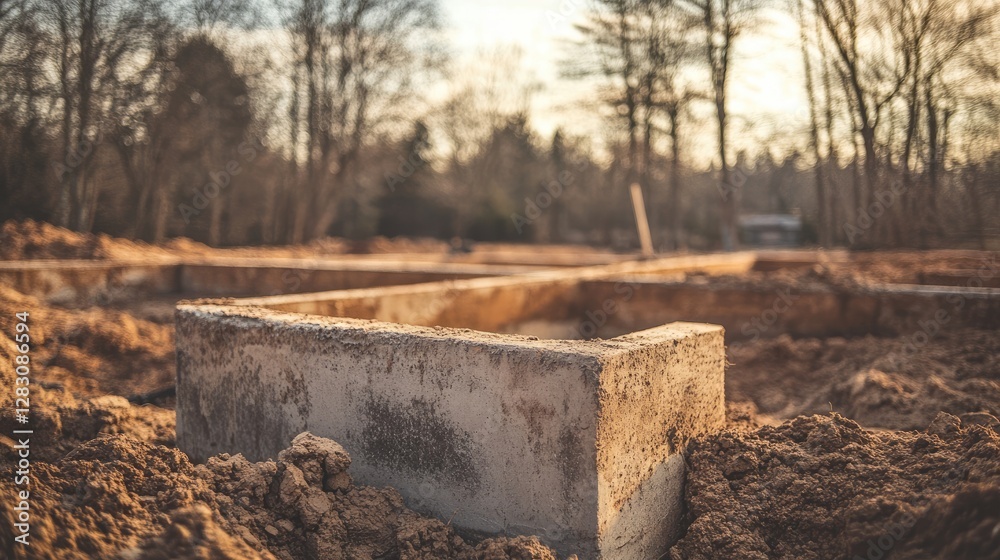 Heavy-duty concrete slab foundation for a garage under construction