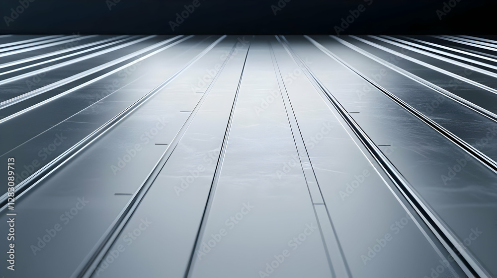 Obraz premium Abstract Metallic Surface With Parallel Lines in a Dark Environment