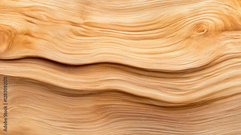Obraz premium Nature's Brushstrokes: a close-up view of a piece of wood shows its beautiful, flowing grain patterns and rich, warm color. The natural texture creates an inviting and organic aesthetic.