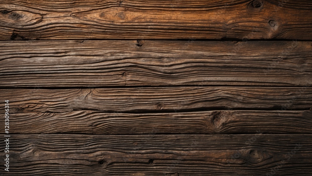 Fototapeta premium Textured close-up of rustic wooden planks with varying shades of brown and natural grain patterns suitable for background or design purposes Copy Space
