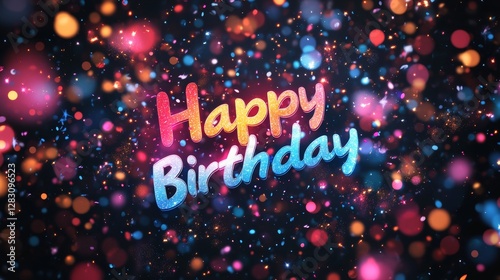 Colorful birthday greeting with sparkling lights celebrating a special occasion