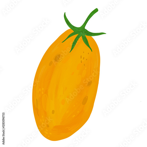 Raster illustration of a tomato on a white background. Modern fashion illustration for cafes, restaurants, menus, fabrics, websites