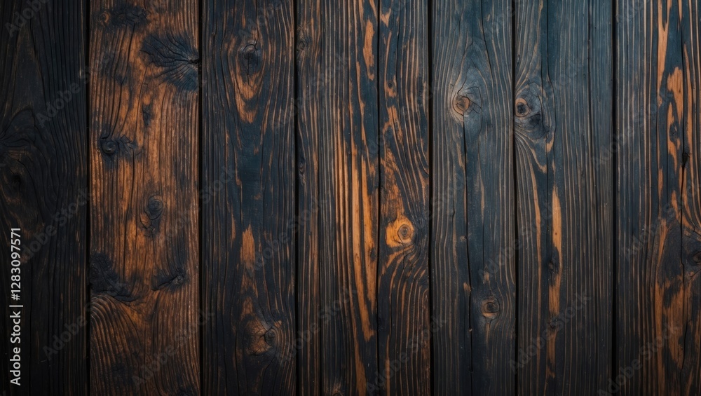 Naklejka premium Dark rustic wood texture background showcasing a weathered surface with rich natural patterns and deep color variations.
