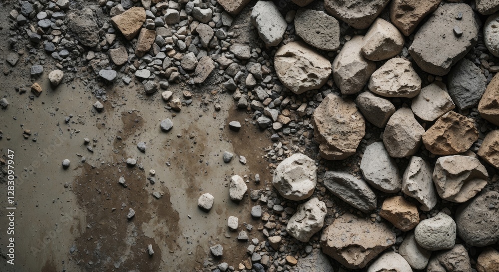 Grunge cement floor textured background featuring a mix of small stones and dirt for industrial and construction themes. Grunge cement floor textured background featuring a mix of small stones and dirt for industrial and construction themes.