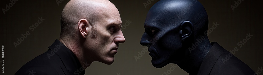 Obraz premium Robot and futuristic concept, Intense face-off between two figures