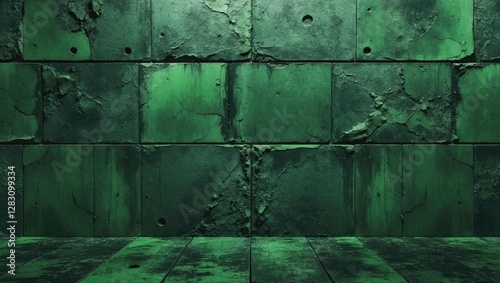 Dark green textured concrete wall background with vintage distressed appearance for design and creative projects. photo