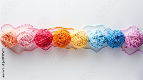 Colorful Yarn Balls in Rainbow Hues for Knitting and Crochet Projects