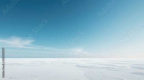 Serene Winter Landscape Expansive White Snowscape Under a Clear Blue Sky