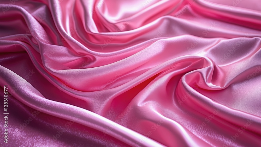 Obraz premium Pink satin fabric texture with soft folds and luxurious sheen creating an elegant background for design projects.