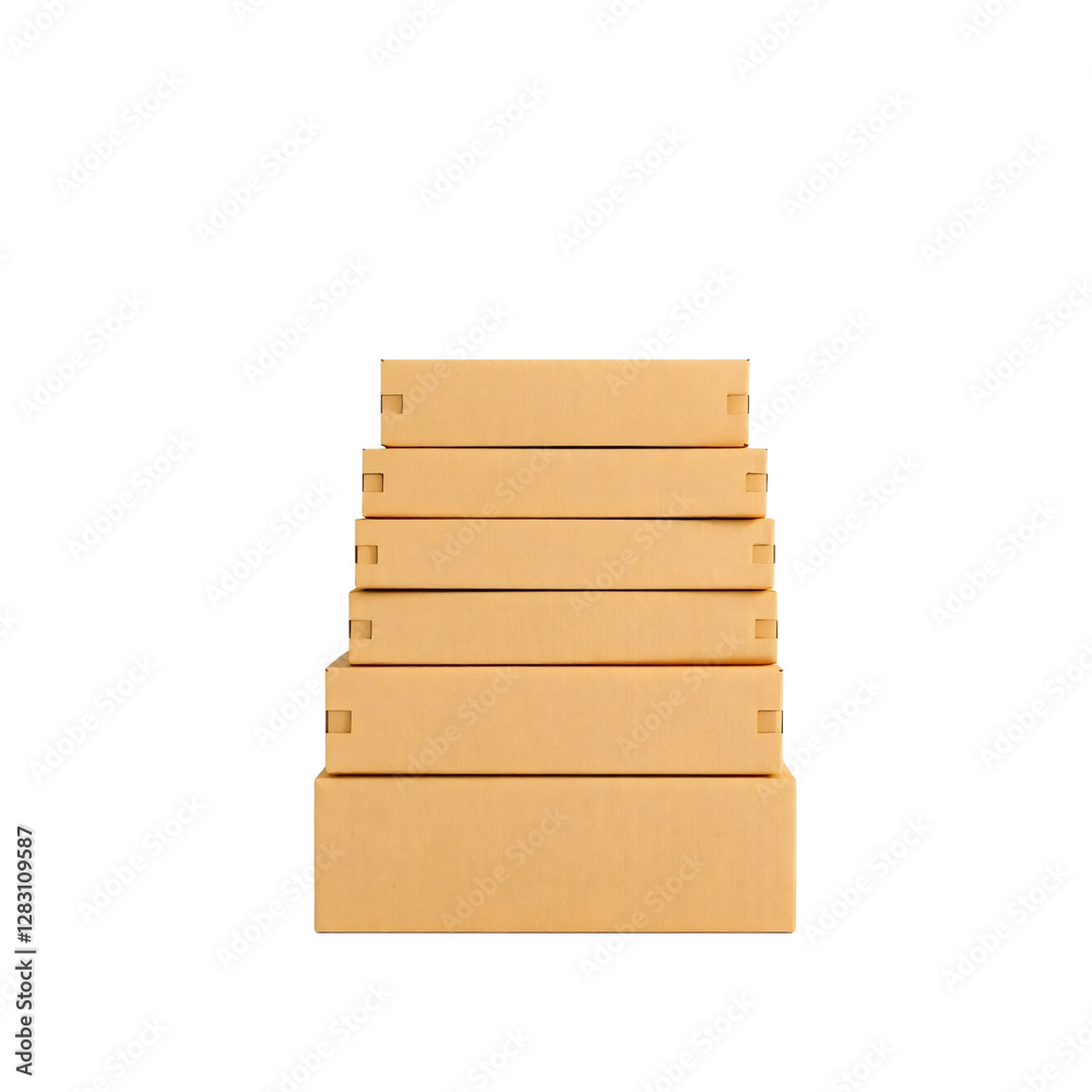 Stack of carton boxes isolated on transparent background Stack of carton boxes isolated on transparent background