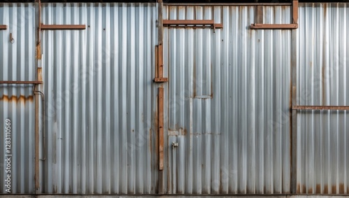 Wallpaper Mural Rusty corrugated metal wall with horizontal lines and weathered sections in industrial urban setting Torontodigital.ca