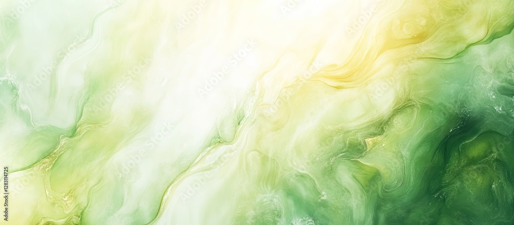 Fototapeta premium Abstract fluid art background featuring smooth green and yellow marble textures with soft transitions. Ideal for a serene artistic backdrop.