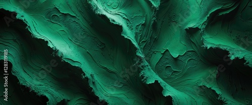 Abstract close-up of textured green surface with flowing lines and organic shapes creating a wave-like pattern photo