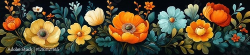 Wallpaper Mural Colorful Flower Arrangement with Poppies and Vibrant Yellow Flowers. Generative AI Torontodigital.ca