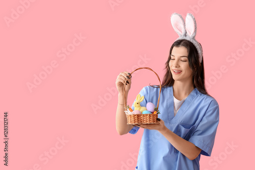 Female doctor in bunny ears...