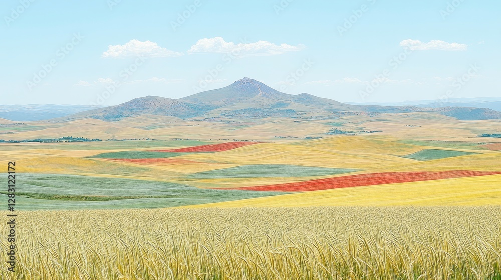 Vibrant rolling hills and colorful fields countryside landscape nature photography scenic view tranquil atmosphere Vibrant rolling hills and colorful fields countryside landscape nature photography scenic view tranquil atmosphere