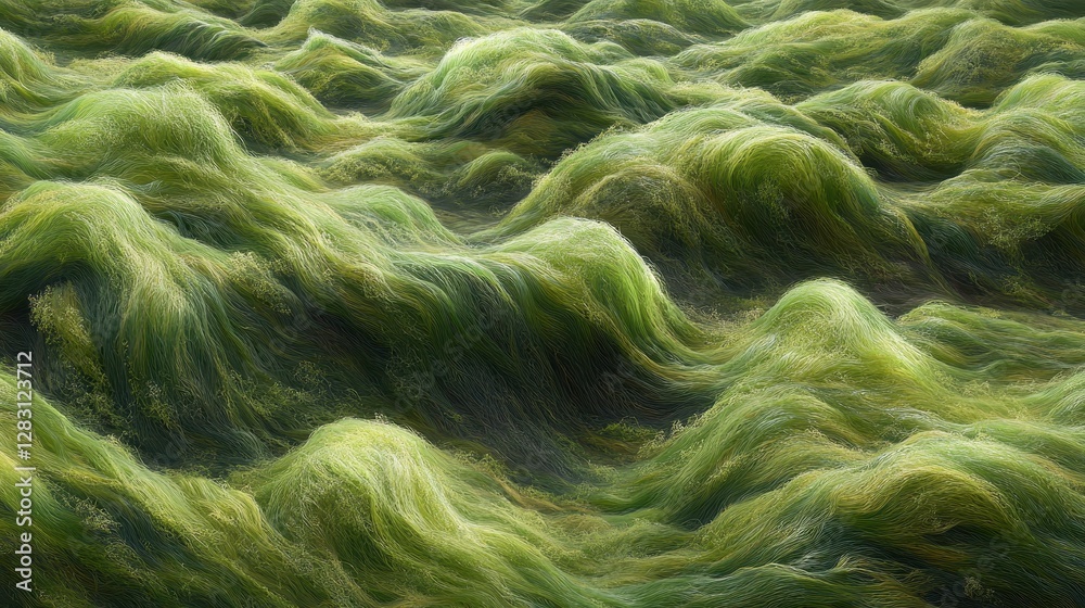 Dynamic green waves undulating across vibrant ocean surface coastal landscape nature photography aerial view serenity